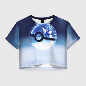 Женская футболка 3D укороченная с принтом Snow one , 100% полиэстер | круглая горловина, длина футболки до линии талии, рукава с отворотами | bulbasaur | pikachu | pokemon | squirtle | бальбазар | пикачу | покемон | сквиртл