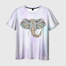Мужская футболка 3D с принтом Слон , 100% полиэфир | прямой крой, круглый вырез горловины, длина до линии бедер | слон