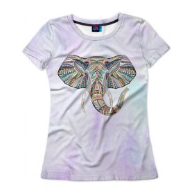 Женская футболка 3D с принтом Слон , 100% полиэфир ( синтетическое хлопкоподобное полотно) | прямой крой, круглый вырез горловины, длина до линии бедер | слон