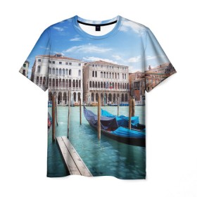 Мужская футболка 3D с принтом Италия (Венеция) , 100% полиэфир | прямой крой, круглый вырез горловины, длина до линии бедер | Тематика изображения на принте: europe | italy | venice | венеция | вода | европа | ес | италия | каникулы | лодки | отдых | отпуск | солнце | туризм