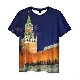 Мужская футболка 3D с принтом Кремль , 100% полиэфир | прямой крой, круглый вырез горловины, длина до линии бедер | Тематика изображения на принте: moscow | russia | гордость | кремль | москва | отечество | родина | россия | столица