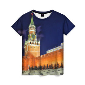 Женская футболка 3D с принтом Кремль , 100% полиэфир ( синтетическое хлопкоподобное полотно) | прямой крой, круглый вырез горловины, длина до линии бедер | moscow | russia | гордость | кремль | москва | отечество | родина | россия | столица