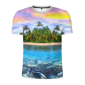 Мужская футболка 3D спортивная с принтом Мальдивы , 100% полиэстер с улучшенными характеристиками | приталенный силуэт, круглая горловина, широкие плечи, сужается к линии бедра | Тематика изображения на принте: загар | каникулы | мальдивские острова | мальдивы | отдых | отпуск | пляж | приключения | солнце | туризм