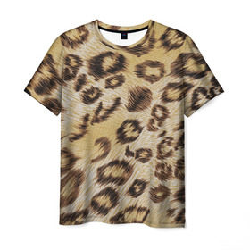 Мужская футболка 3D с принтом Леопардовая ткань , 100% полиэфир | прямой крой, круглый вырез горловины, длина до линии бедер | гепард | гламур | леопард | мода | пятна | роскошь | ткань | точки | шерсть