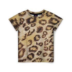 Детская футболка 3D с принтом Леопардовая ткань , 100% гипоаллергенный полиэфир | прямой крой, круглый вырез горловины, длина до линии бедер, чуть спущенное плечо, ткань немного тянется | гепард | гламур | леопард | мода | пятна | роскошь | ткань | точки | шерсть