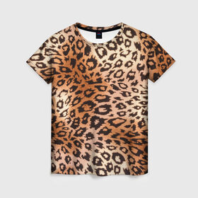 Женская футболка 3D с принтом Леопардовая шкура , 100% полиэфир ( синтетическое хлопкоподобное полотно) | прямой крой, круглый вырез горловины, длина до линии бедер | гепард | гламур | леопард | мода | роскошь | шерсть