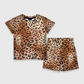 Детский костюм с шортами 3D с принтом Леопардовая шкура ,  |  | гепард | гламур | леопард | мода | роскошь | шерсть