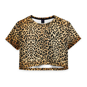 Женская футболка 3D укороченная с принтом Гепард (шкура) , 100% полиэстер | круглая горловина, длина футболки до линии талии, рукава с отворотами | гепард | гламур | леопард | мода | пятна | роскошь | ткань | точки | шерсть