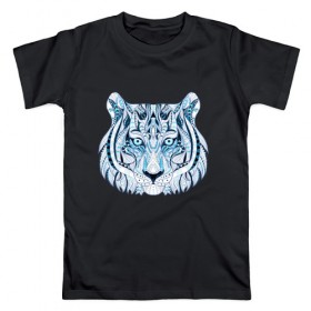 Мужская футболка хлопок с принтом Тигр , 100% хлопок | прямой крой, круглый вырез горловины, длина до линии бедер, слегка спущенное плечо. | 