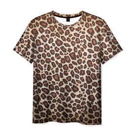 Мужская футболка 3D с принтом Шкура гепарда , 100% полиэфир | прямой крой, круглый вырез горловины, длина до линии бедер | Тематика изображения на принте: гепард | гламур | леопард | мода | пятна | роскошь | ткань | точки | шерсть