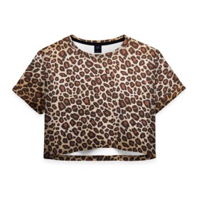 Женская футболка 3D укороченная с принтом Шкура гепарда , 100% полиэстер | круглая горловина, длина футболки до линии талии, рукава с отворотами | гепард | гламур | леопард | мода | пятна | роскошь | ткань | точки | шерсть