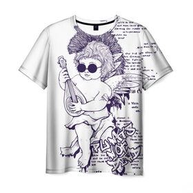 Мужская футболка 3D с принтом Нежный ангел , 100% полиэфир | прямой крой, круглый вырез горловины, длина до линии бедер | ангел | граффити | музыка | новинки | популярное | хиппи