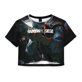 Женская футболка 3D укороченная с принтом Rainbow six | Siege , 100% полиэстер | круглая горловина, длина футболки до линии талии, рукава с отворотами | boom | fire | rainbowsix | siege | tom clansys
