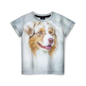 Детская футболка 3D с принтом Австралийская овчарка , 100% гипоаллергенный полиэфир | прямой крой, круглый вырез горловины, длина до линии бедер, чуть спущенное плечо, ткань немного тянется | австралийская овчарка | животные | природа | собака | щенок
