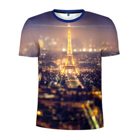 Мужская футболка 3D спортивная с принтом Эйфелева башня , 100% полиэстер с улучшенными характеристиками | приталенный силуэт, круглая горловина, широкие плечи, сужается к линии бедра | sity | блики | город | европа | ночь | париж | романтика | свет | эйфелева башня