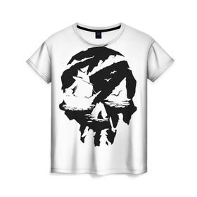 Женская футболка 3D с принтом Sea of Thieves , 100% полиэфир ( синтетическое хлопкоподобное полотно) | прямой крой, круглый вырез горловины, длина до линии бедер | of | pirat | sea | thieves | пират | череп