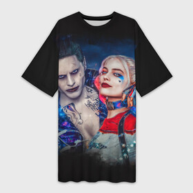 Платье-футболка 3D с принтом Харли и Джокер ,  |  | harley quinn | suicide squad | the joker | джокер | харли квинн