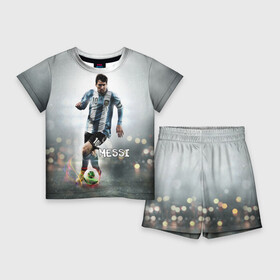 Детский костюм с шортами 3D с принтом Leo Messi ,  |  | barselona | messi | аргентина | барселона | месси | мяч | футбол