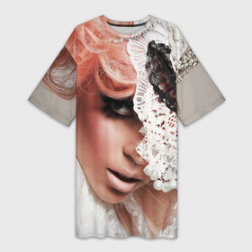 Платье-футболка 3D с принтом Lady Gaga ,  |  | lady gaga | звезда | знаменитость | леди гага | музыка | певица