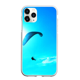 Чехол для iPhone 11 Pro матовый с принтом Прыжок , Силикон |  | Тематика изображения на принте: парашют | прыжок | синяя