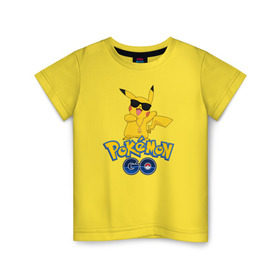 Детская футболка хлопок с принтом Pokemon GO , 100% хлопок | круглый вырез горловины, полуприлегающий силуэт, длина до линии бедер | Тематика изображения на принте: pikachu | pokeball | доллар | золото | пикачу | покеболл | покемон