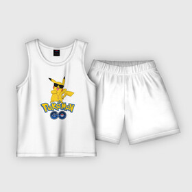 Детская пижама с шортами хлопок с принтом Pokemon GO ,  |  | pikachu | pokeball | доллар | золото | пикачу | покеболл | покемон