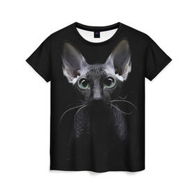 Женская футболка 3D с принтом Сфинкс 2 , 100% полиэфир ( синтетическое хлопкоподобное полотно) | прямой крой, круглый вырез горловины, длина до линии бедер | кот | котенок | котик | котэ | кошка | сфинкс