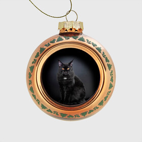 Стеклянный ёлочный шар с принтом Мейн-кун 3 , Стекло | Диаметр: 80 мм | кот | котенок | котик | котэ | кошка | мейн кун | мейнкун | мэйн кун | мэйнкун