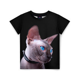 Детская футболка 3D с принтом Сфинкс 6 , 100% гипоаллергенный полиэфир | прямой крой, круглый вырез горловины, длина до линии бедер, чуть спущенное плечо, ткань немного тянется | кот | котенок | котик | котэ | кошка | сфинкс