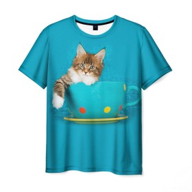 Мужская футболка 3D с принтом Мейн-кун 4 , 100% полиэфир | прямой крой, круглый вырез горловины, длина до линии бедер | кот | котенок | котик | котэ | кошка | мейн кун | мейнкун | мэйн кун | мэйнкун