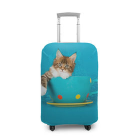 Чехол для чемодана 3D с принтом Мейн-кун 4 , 86% полиэфир, 14% спандекс | двустороннее нанесение принта, прорези для ручек и колес | кот | котенок | котик | котэ | кошка | мейн кун | мейнкун | мэйн кун | мэйнкун