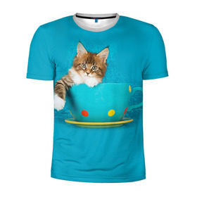 Мужская футболка 3D спортивная с принтом Мейн-кун 4 , 100% полиэстер с улучшенными характеристиками | приталенный силуэт, круглая горловина, широкие плечи, сужается к линии бедра | кот | котенок | котик | котэ | кошка | мейн кун | мейнкун | мэйн кун | мэйнкун