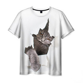 Мужская футболка 3D с принтом Британец 4 , 100% полиэфир | прямой крой, круглый вырез горловины, длина до линии бедер | Тематика изображения на принте: британец | британская | британцы | кот | котенок | котик | котэ | кошка