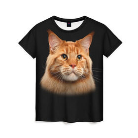 Женская футболка 3D с принтом Мейн-кун 6 , 100% полиэфир ( синтетическое хлопкоподобное полотно) | прямой крой, круглый вырез горловины, длина до линии бедер | Тематика изображения на принте: кот | котенок | котик | котэ | кошка | мейн кун | мейнкун | мэйн кун | мэйнкун