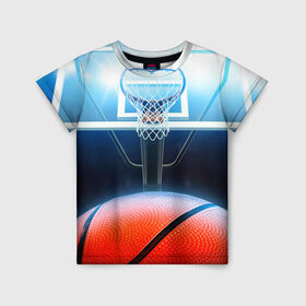 Детская футболка 3D с принтом Баскетбол , 100% гипоаллергенный полиэфир | прямой крой, круглый вырез горловины, длина до линии бедер, чуть спущенное плечо, ткань немного тянется | basketball | кольцо | корзина