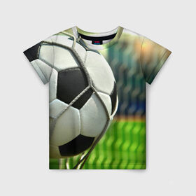 Детская футболка 3D с принтом Футбол , 100% гипоаллергенный полиэфир | прямой крой, круглый вырез горловины, длина до линии бедер, чуть спущенное плечо, ткань немного тянется | Тематика изображения на принте: ворота | мяч | сетка