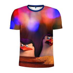 Мужская футболка 3D спортивная с принтом Мадагаскар , 100% полиэстер с улучшенными характеристиками | приталенный силуэт, круглая горловина, широкие плечи, сужается к линии бедра | кино | ковальски | мультик | пингвины
