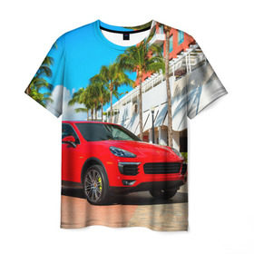 Мужская футболка 3D с принтом Porsche , 100% полиэфир | прямой крой, круглый вырез горловины, длина до линии бедер | porsche | авто | автомобиль | скорость