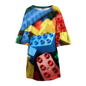 Детское платье 3D с принтом Лего , 100% полиэстер | прямой силуэт, чуть расширенный к низу. Круглая горловина, на рукавах — воланы | lego | дети