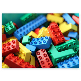 Поздравительная открытка с принтом Лего , 100% бумага | плотность бумаги 280 г/м2, матовая, на обратной стороне линовка и место для марки
 | lego | дети