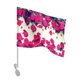 Флаг для автомобиля с принтом Розовые розы , 100% полиэстер | Размер: 30*21 см | лепестки | цветы