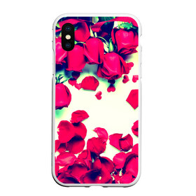 Чехол для iPhone XS Max матовый с принтом Розовые розы , Силикон | Область печати: задняя сторона чехла, без боковых панелей | лепестки | цветы