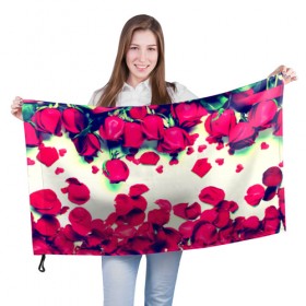 Флаг 3D с принтом Розовые розы , 100% полиэстер | плотность ткани — 95 г/м2, размер — 67 х 109 см. Принт наносится с одной стороны | лепестки | цветы