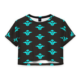 Женская футболка 3D укороченная с принтом ВДВ лого , 100% полиэстер | круглая горловина, длина футболки до линии талии, рукава с отворотами | вдв | десант