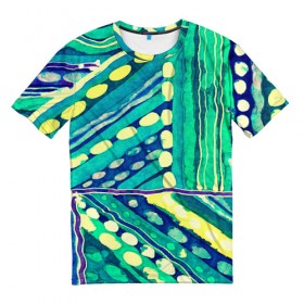 Мужская футболка 3D с принтом Этника рисунок , 100% полиэфир | прямой крой, круглый вырез горловины, длина до линии бедер | зеленый | орнамент | этно