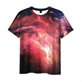Мужская футболка 3D с принтом Космический взрыв , 100% полиэфир | прямой крой, круглый вырез горловины, длина до линии бедер | Тематика изображения на принте: 
