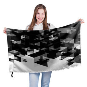 Флаг 3D с принтом Trianse , 100% полиэстер | плотность ткани — 95 г/м2, размер — 67 х 109 см. Принт наносится с одной стороны | полигоны | текстура | треугольники