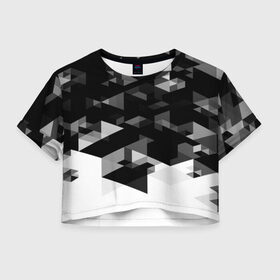 Женская футболка 3D укороченная с принтом Trianse , 100% полиэстер | круглая горловина, длина футболки до линии талии, рукава с отворотами | полигоны | текстура | треугольники