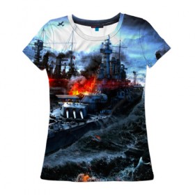 Женская футболка 3D с принтом ВМФ , 100% полиэфир ( синтетическое хлопкоподобное полотно) | прямой крой, круглый вырез горловины, длина до линии бедер | Тематика изображения на принте: корабли | флот