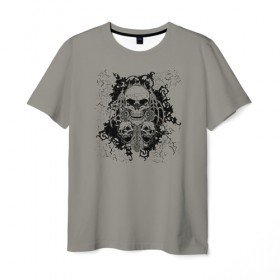 Мужская футболка 3D с принтом Череп 7 , 100% полиэфир | прямой крой, круглый вырез горловины, длина до линии бедер | skull | skulls | кости | скелет | череп